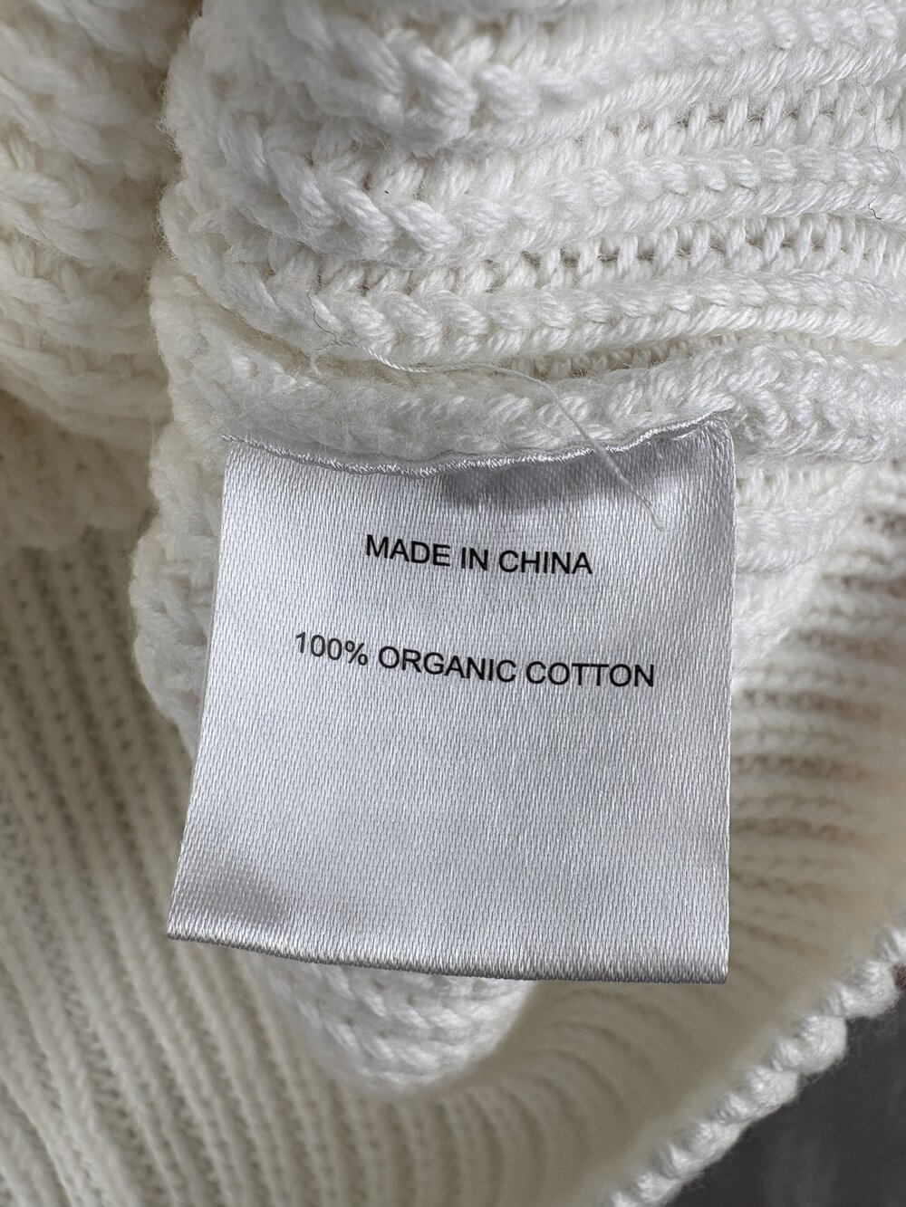 Quince Ribbed Crewneck Sweater - Cream, Size S - Picture 5 of 10